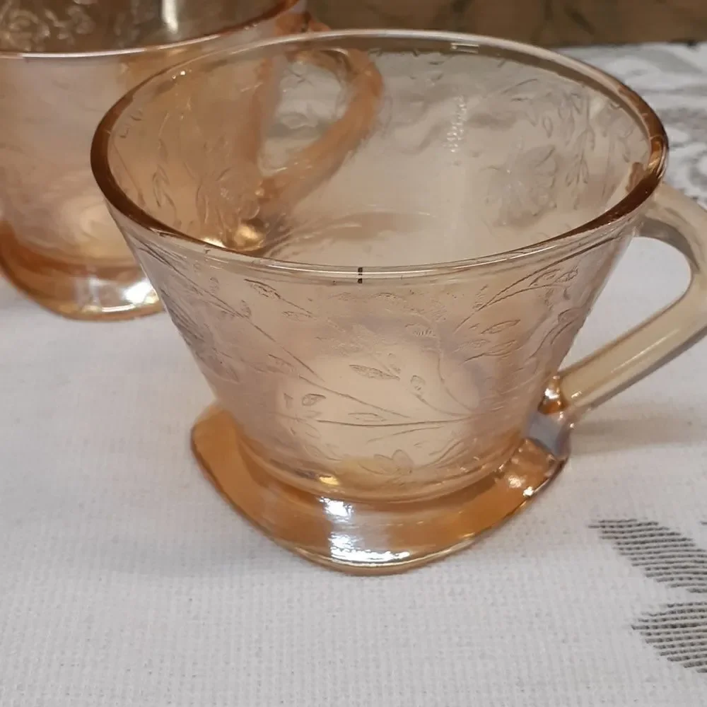 Jeanette Florigold carnival Depression glass,‎ 2 pc bundle